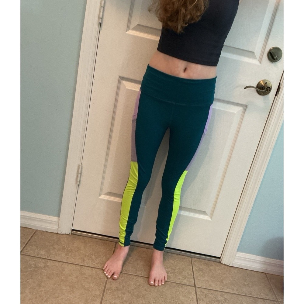 Fabletics PowerHold Highwaist Leggings Side Pocket Teal Womens XXS